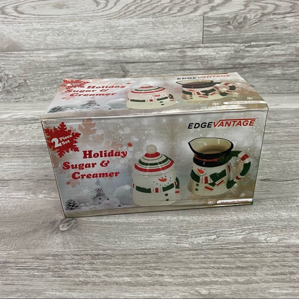 NWT Edgevantage Snowman Sugar creamer ceramic set